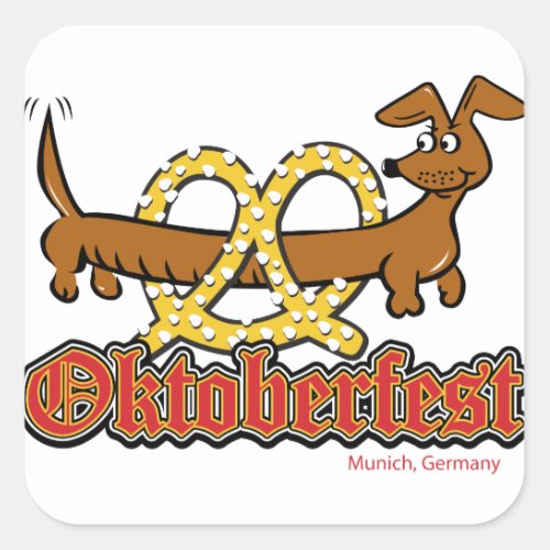 Oktoberfest_Cartoon_Pretzel_Doxie Square Sticker