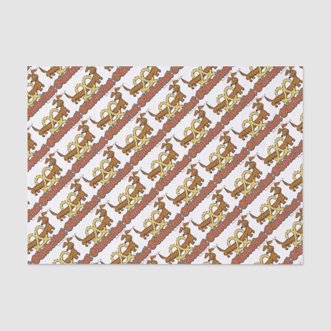 Oktoberfest-Cartoon-Pretzel-Doxie Tissue Paper (Front)