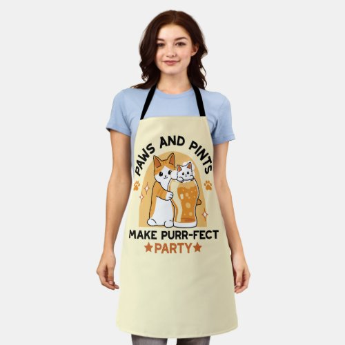 Oktoberfest Cat Party Paws and Pints Apron