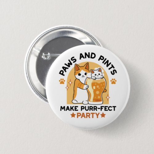 Oktoberfest Cat Party Paws and Pints Button