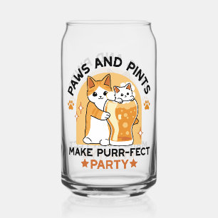 Oktoberfest Cat Party Paws and Pints Can Glass