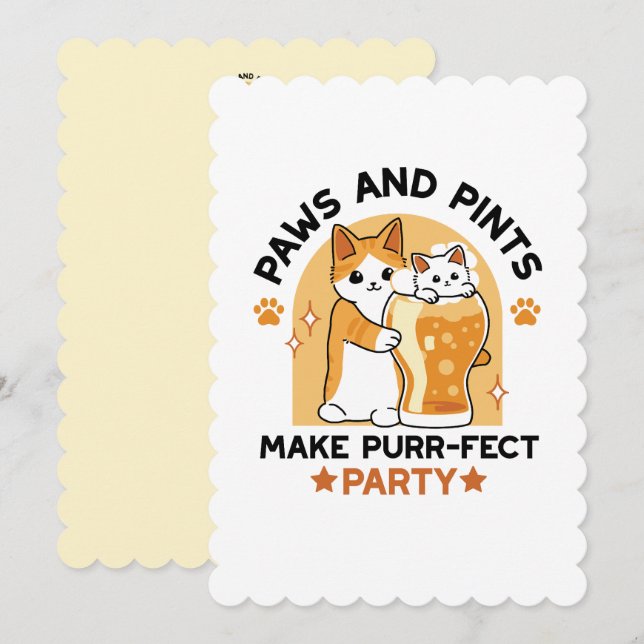 Oktoberfest Cat Party Paws and Pints Holiday Card (Front/Back)