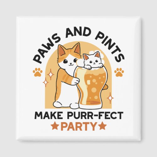 Oktoberfest Cat Party Paws and Pints Magnet