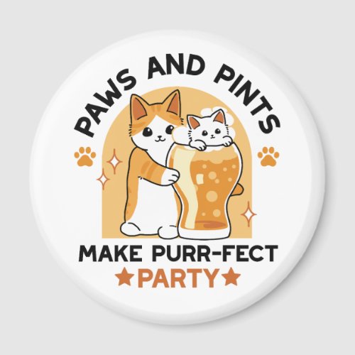 Oktoberfest Cat Party Paws and Pints Magnet