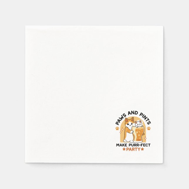 Oktoberfest Cat Party Paws and Pints Napkins (Front)