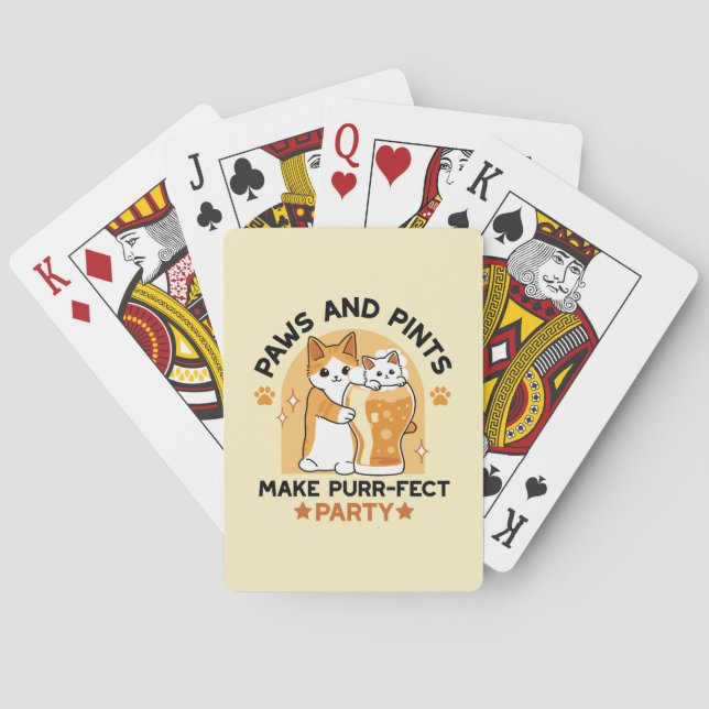 Oktoberfest Cat Party Paws and Pints Poker Cards (Back)