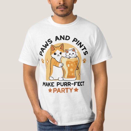 Oktoberfest Cat Party Paws and Pints T_Shirt