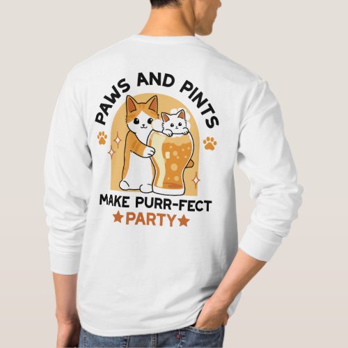 Oktoberfest Cat Party Paws and Pints T_Shirt