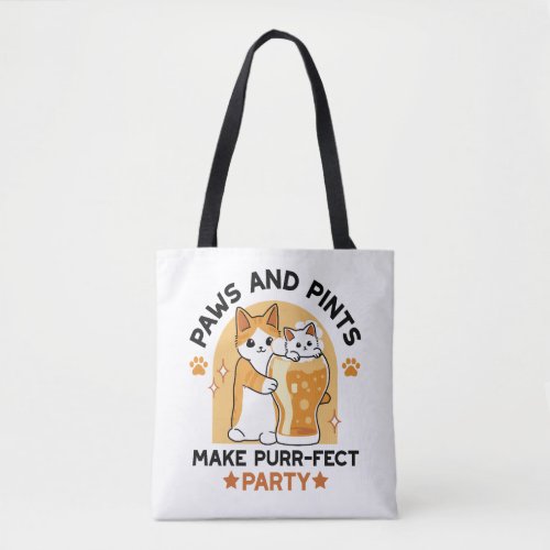 Oktoberfest Cat Party Paws and Pints Tote Bag