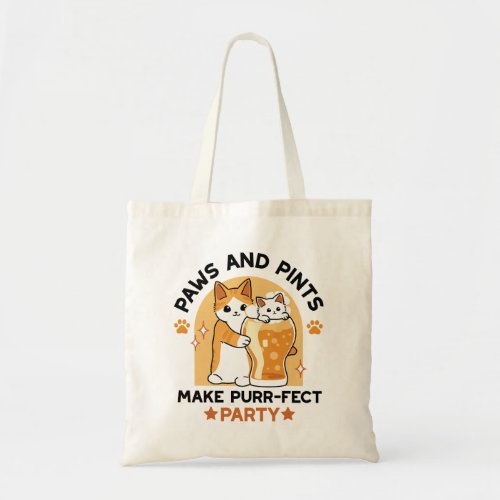 Oktoberfest Cat Party Paws and Pints Tote Bag