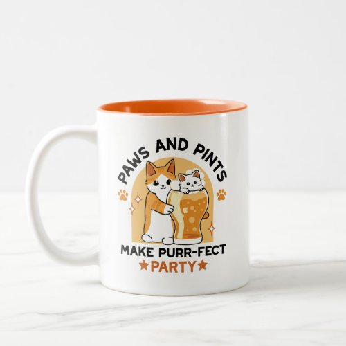 Oktoberfest Cat Party Paws and Pints Two_Tone Coffee Mug