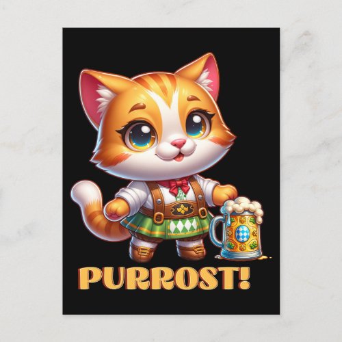 Oktoberfest Cat Prost Postcard