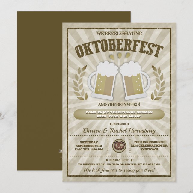 Oktoberfest Celebration Party Invitations (Front/Back)