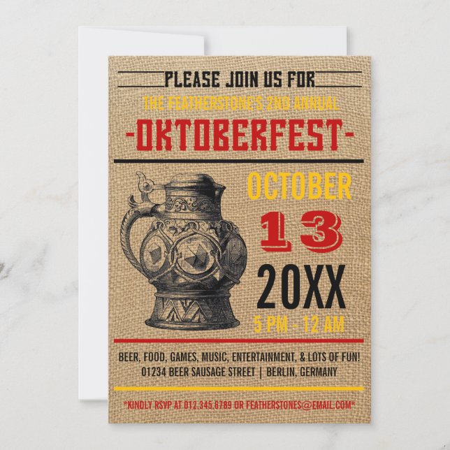 Oktoberfest Celebration Party Invitations (Front)