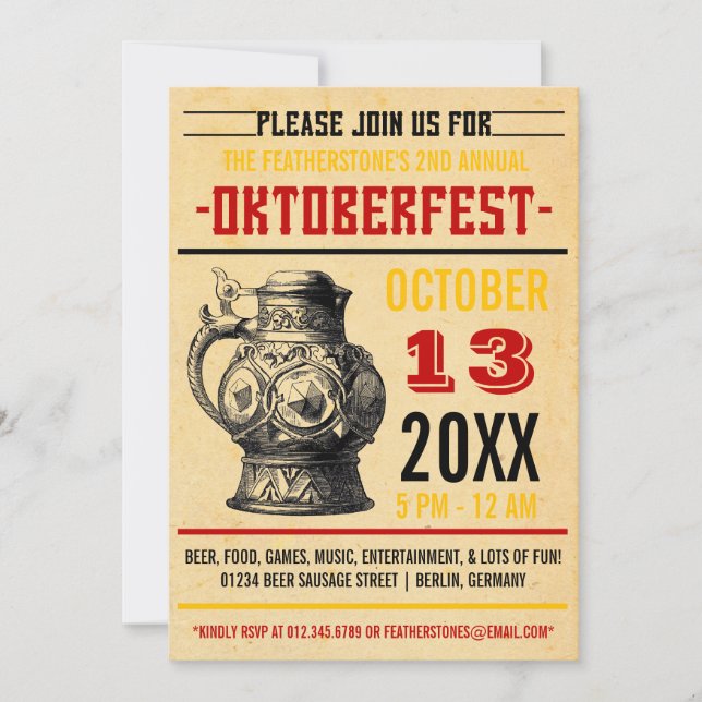 Oktoberfest Celebration Party Invitations (Front)