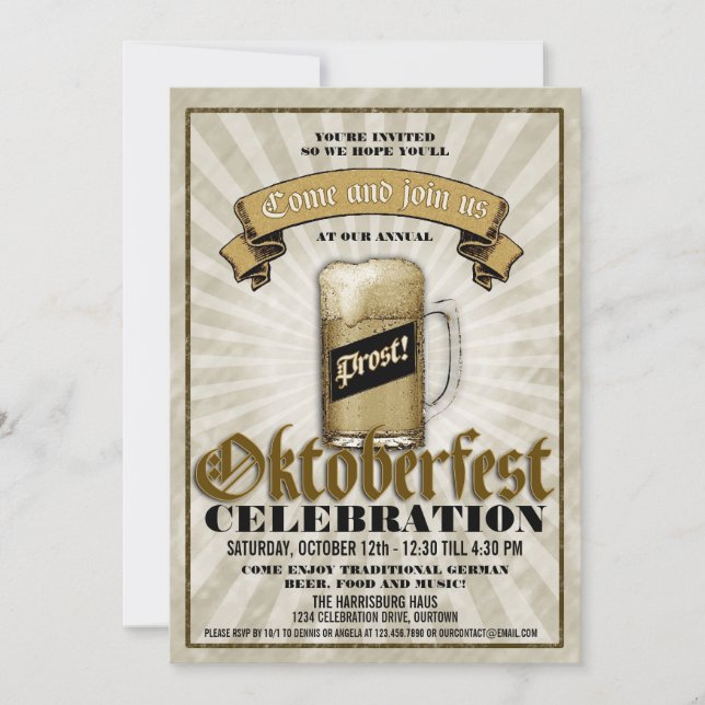 Oktoberfest Celebration Party Invitations (Front)
