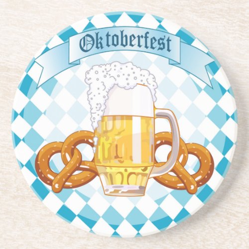 Oktoberfest Celebration Round Design Sandstone Coaster