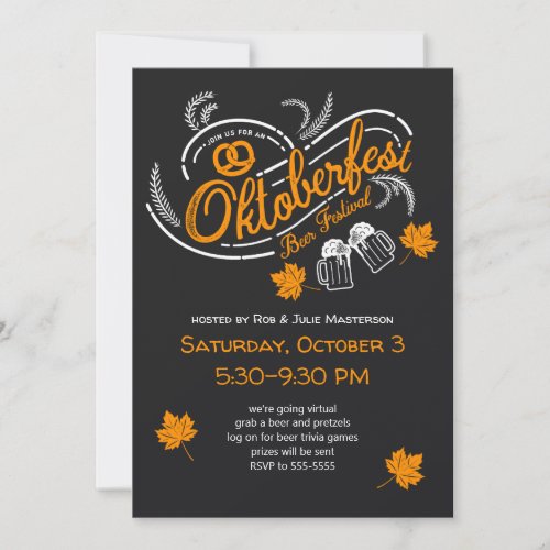 Oktoberfest Chalkboard Beer Virtual Invitation