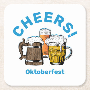 OKTOBERFEST Cheers Beers Square Paper Coaster