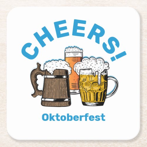 OKTOBERFEST Cheers Beers Square Paper Coaster