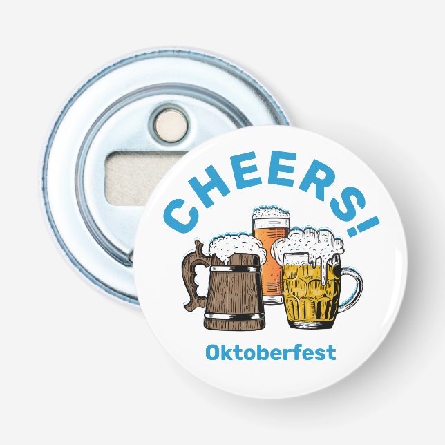 OKTOBERFEST Cheers Beers Square Paper Coaster Bottle Opener (Front)