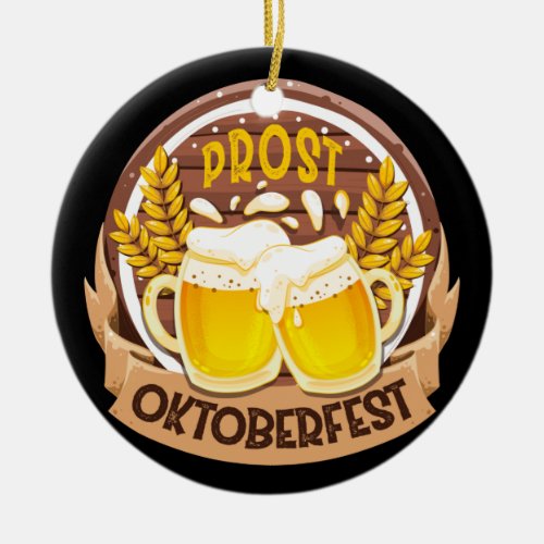 Oktoberfest Cheers German Drinking Beer Party Ceramic Ornament