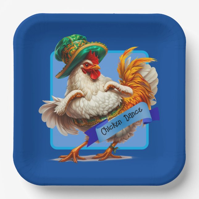 Oktoberfest Chicken Dance Paper Plates (Front)