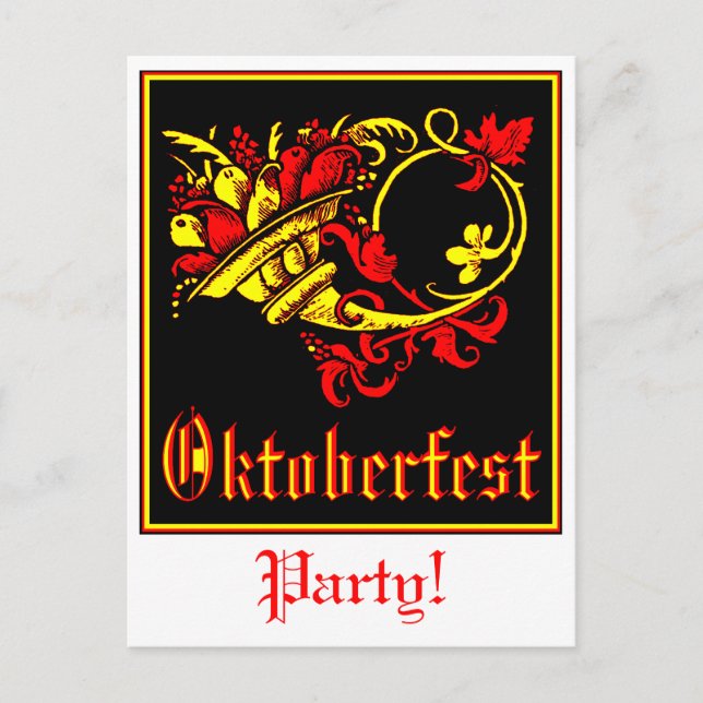 Oktoberfest cornucopia party invitation postcard (Front)