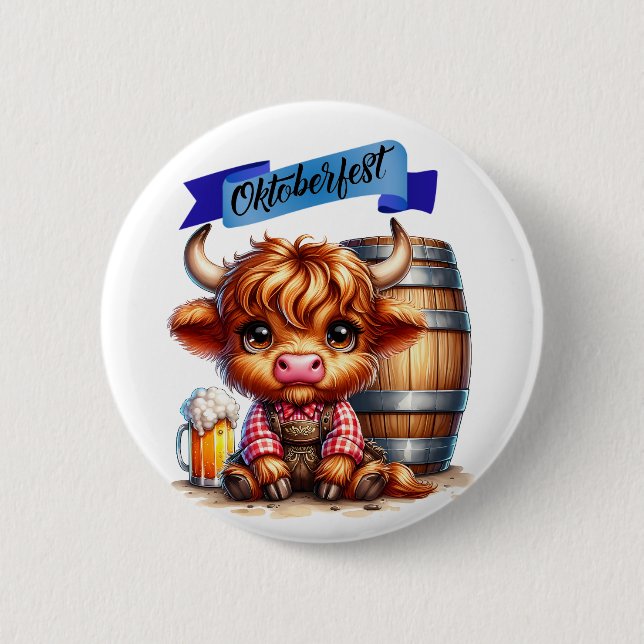 Oktoberfest Cow With Beer Button (Front)