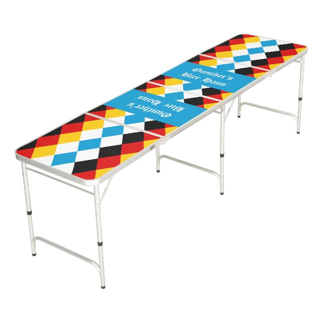 Oktoberfest Custom Business Name Bavarian German Beer Pong Table (Angled)