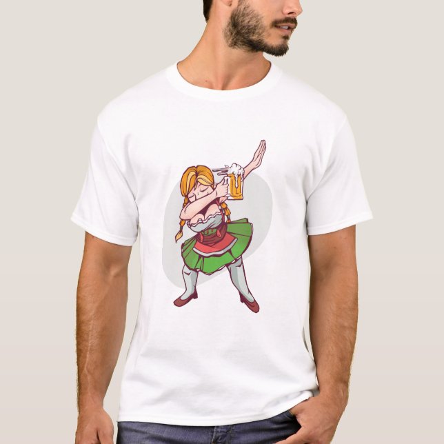 Oktoberfest Dabbing Dancing Woman T-Shirt (Front)