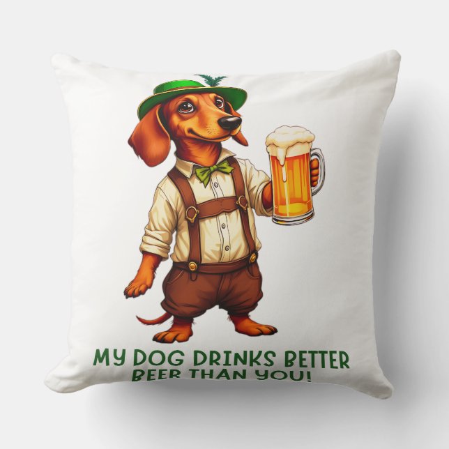 Oktoberfest Dachshund Dog Throw Pillow (Front)