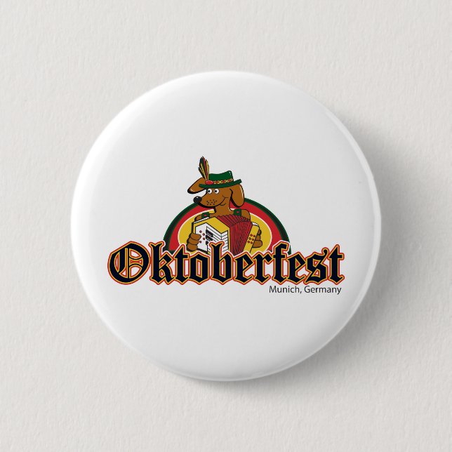 OKTOBERFEST Dachshund Playing Accordian Button (Front)