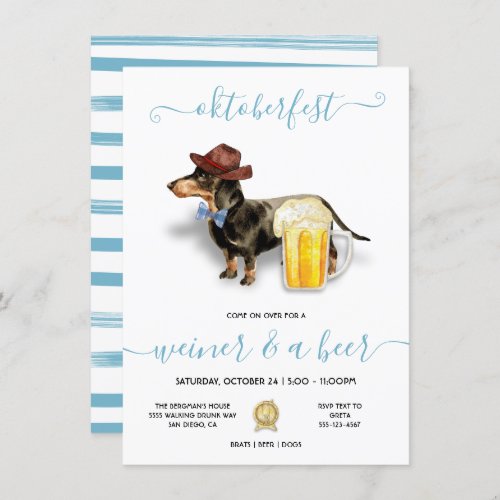 Oktoberfest Dachshund Weiner  Beer Party Invitation