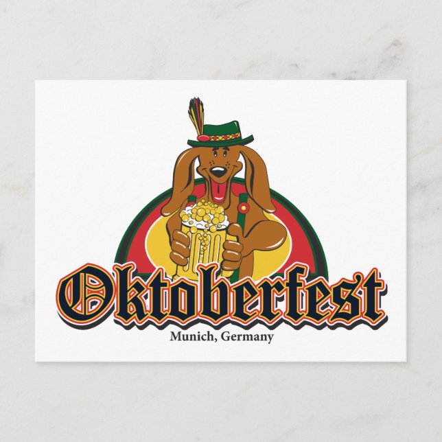 Oktoberfest Doxie Beer Postcard (Front)