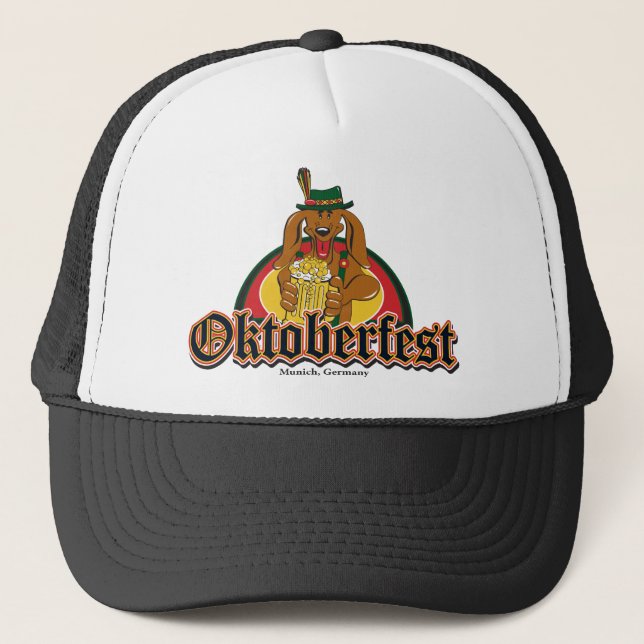 Oktoberfest Doxie Beer Trucker Hat (Front)