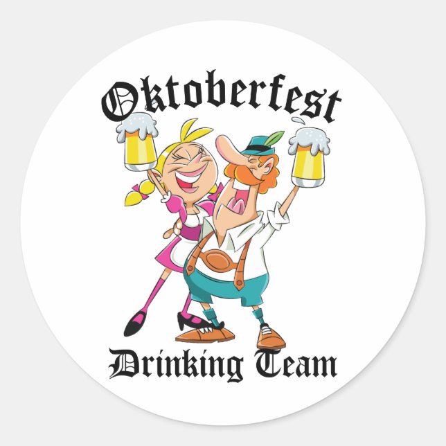 Oktoberfest Drinking Team Classic Round Sticker (Front)