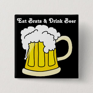 Oktoberfest Eat Brats & Drink Beer 2 Button