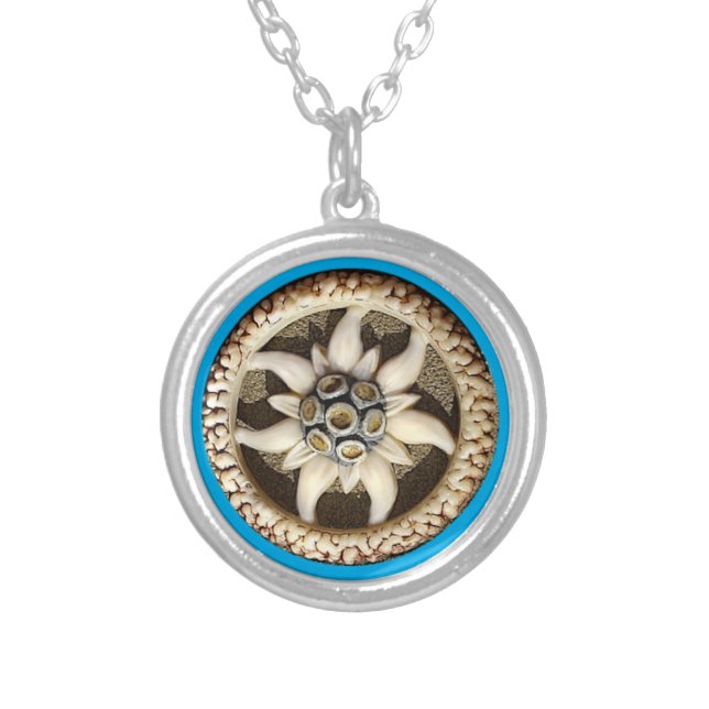 Oktoberfest Edelweiss Silver Plated Necklace (Front)