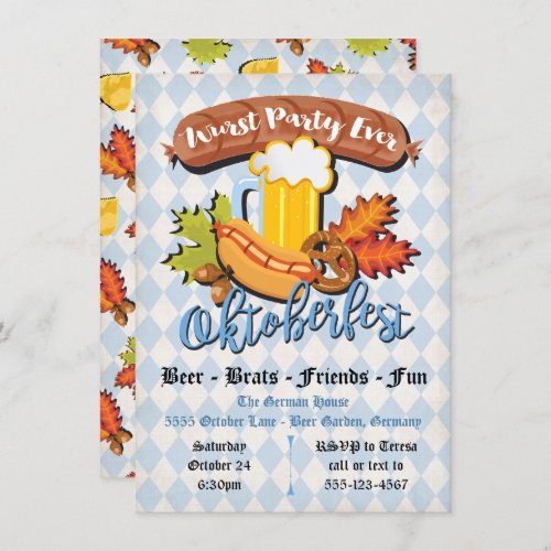 Oktoberfest fall leaves Party Invitations