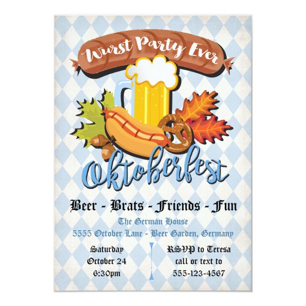 Oktoberfest Fall Leaves Party Invitations