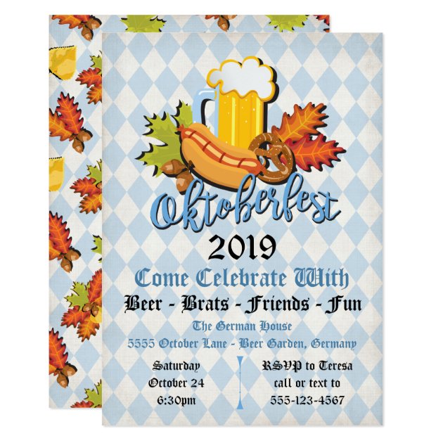 Oktoberfest Fall Leaves Party Invitations