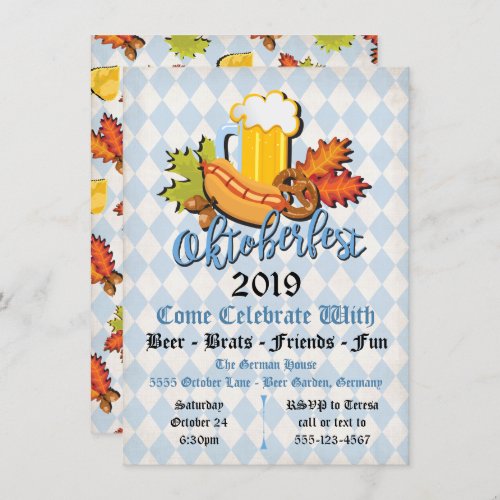 Oktoberfest fall leaves Party Invitations