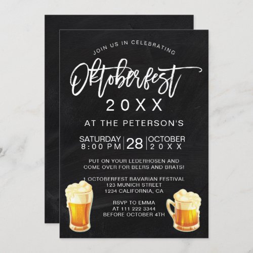 Oktoberfest festival party typography chalkboard invitation