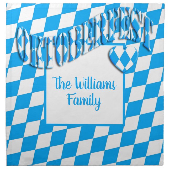 Oktoberfest Flag Colors Bavarian Heart Bayern Cloth Napkin (Front)