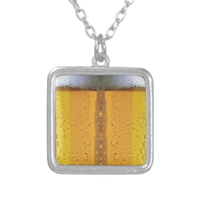 Oktoberfest Foaming Beer Silver Plated Necklace (Front)
