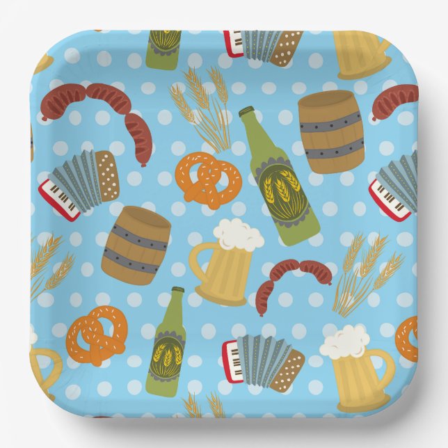 Oktoberfest Food and Drink Paper Plates (Front)