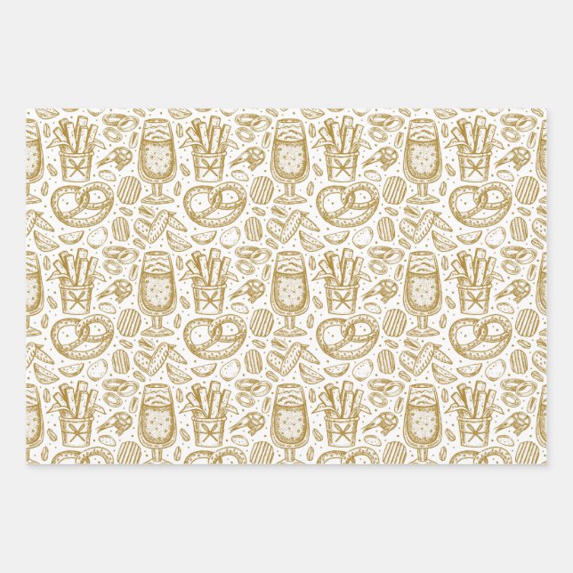 Oktoberfest Food Menu Wrapping Paper Sheets (Front)