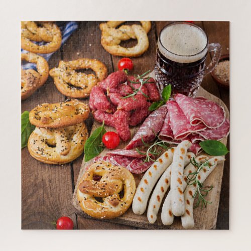 Oktoberfest Food Tasty Pretzels Sausages Beer Jigsaw Puzzle