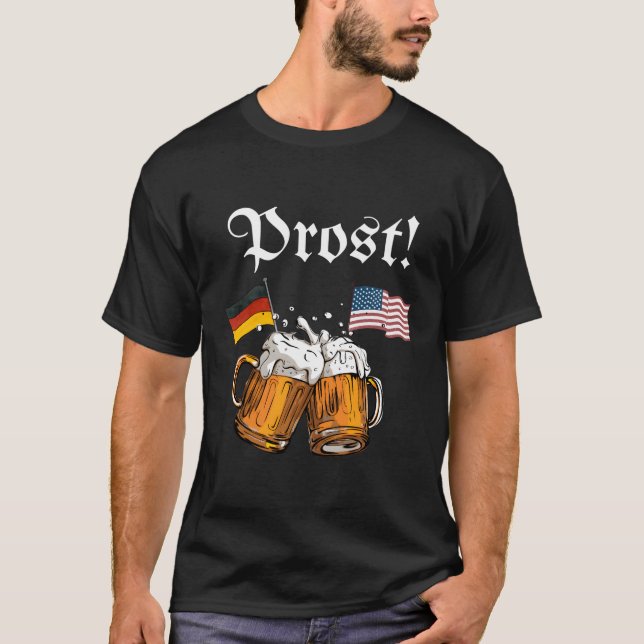 Oktoberfest For Ger American Flag Prost T-Shirt (Front)